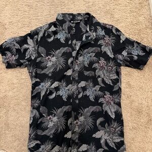 Travis Mathew Black and Gray Floral Button Down Shirt
